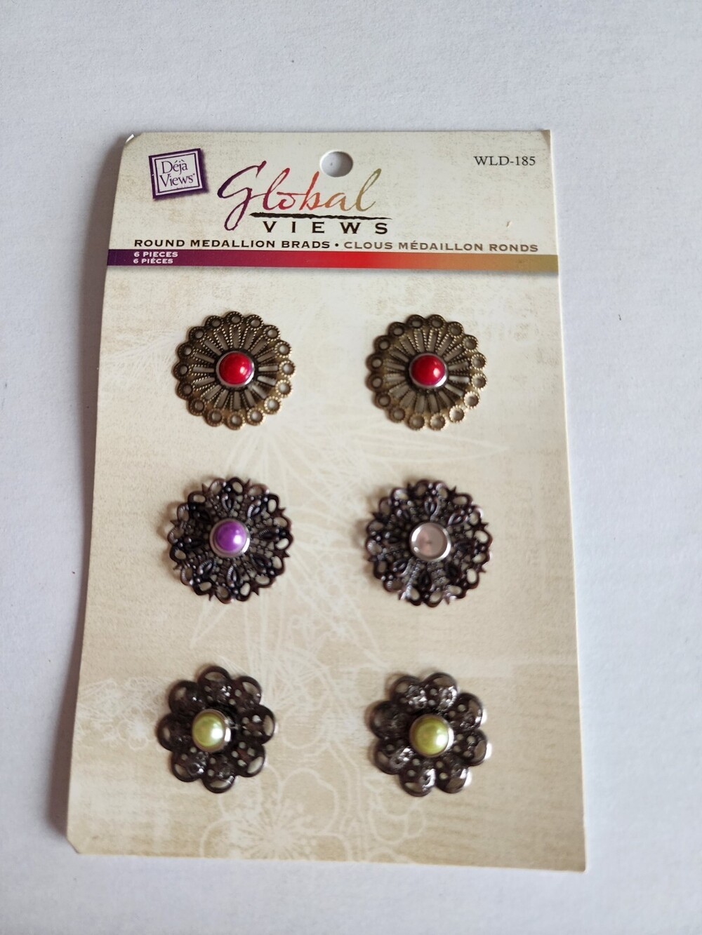 Deja Views New Metal Scrapbooking Embellishments Round Brads Card Retired #26